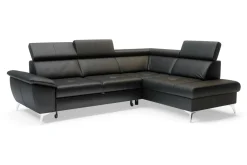 Trend Line Rozkładany narożnik z czarnej skóry naturalnej MIO prawy