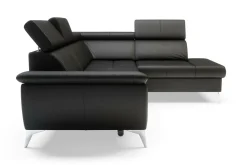 Trend Line Rozkładany narożnik z czarnej skóry naturalnej MIO prawy