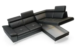 Trend Line Rozkładany narożnik z czarnej skóry naturalnej MIO prawy