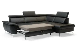 Trend Line Rozkładany narożnik z czarnej skóry naturalnej MIO prawy