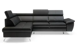 Narożniki|Trend Line Rozkładany narożnik z czarnej skóry naturalnej MIO lewy