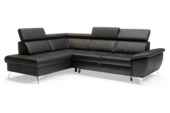 Narożniki|Trend Line Rozkładany narożnik z czarnej skóry naturalnej MIO lewy