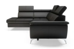 Narożniki|Trend Line Rozkładany narożnik z czarnej skóry naturalnej MIO lewy