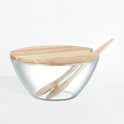 Miski, Patery I Półmiski|inny Salaterka z drewnianą pokrywą i sztućcami 23 cm