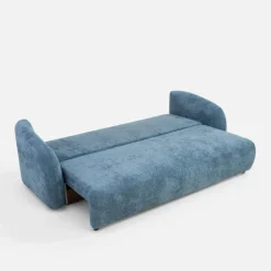 Sofy|inny Sofa 3 osobowa, rozkładana z pojemnikiem granatowa PORTO