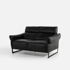 Sofy|Trend Line Sofa 2 osobowa skórzana czarna MILANO
