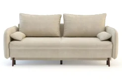 Sofy| Sofa beżowa VAMOS nóżki orzech