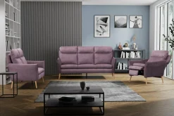 Sofy|Trend Line Sofa fioletowa na drewnianych nogach NORD