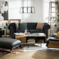 Sofy|Inspire Sofa glamour rozkładana czarna CHESTER