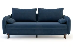 Sofa granatowa VAMOS nóżki orzech