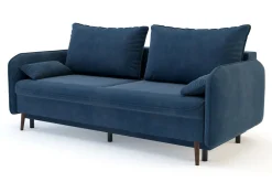Sofa granatowa VAMOS nóżki orzech