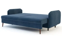 Sofa granatowa VAMOS nóżki orzech