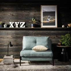 Sofy|inny Sofa 1-osobowa rozkładana szarozielona PARKA