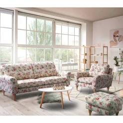 Sofy|Impresti Sofa 3-osobowa w róże ROSE