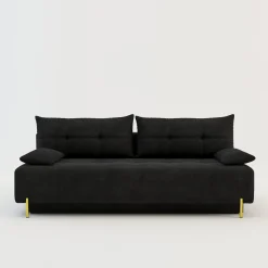 Sofy| Sofa rozkładana 3-osobowa czarna ALFA