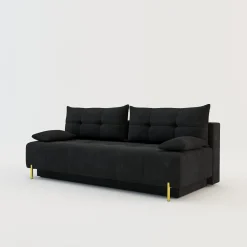 Sofy| Sofa rozkładana 3-osobowa czarna ALFA