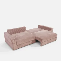 Sofy| Sofa rozkładana 4-osobowa NOEMI pudrowy róż