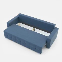 Sofa rozkładana z pikowaniem niebieska LILA