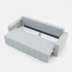 Sofy| Sofa rozkładana z pikowaniem jasnoszara LILA