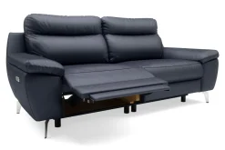 Trend Line Sofa skórzana z funkcją relaks granatowa PERLE