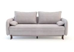 Sofy| Sofa szaroróżowa VAMOS nóżki orzech