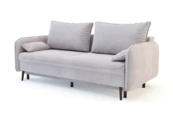 Sofy| Sofa szaroróżowa VAMOS nóżki orzech