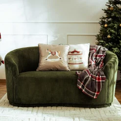 Sofy| Sofa sztruksowa zielona SNUGLA