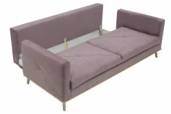 Softi Sofa welurowa na drewnianych nóżkach LAVENDE