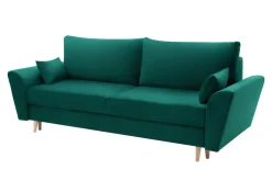 Sofy| Sofa zielona na drewnianych nogach SENDI