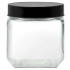 Słoik kwadratowy z czarną pokrywką MILOS 0,9 l