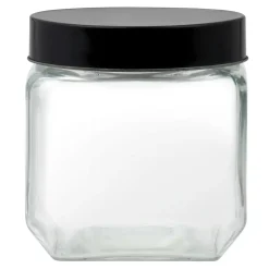 Słoik kwadratowy z czarną pokrywką MILOS 0,9 l