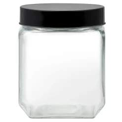 Słoik kwadratowy z czarną pokrywką MILOS 1,3 l