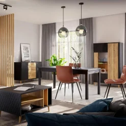 Stoły|FORTE Stół rozkładany czarny 160-207 cm