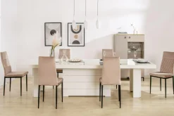 Stoły| Stół rozkładany KOLOS II biały / nadruk marble marmur połysk