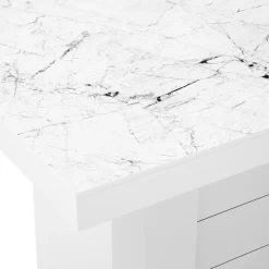 Stoły| Stół rozkładany KOLOS II biały / nadruk marble marmur połysk
