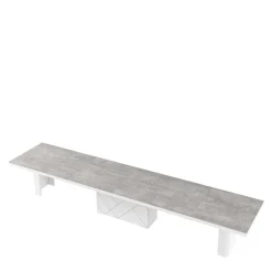 Stoły| Stół rozkładany KOLOS MAX biały połysk / nadruk szary kamień mat