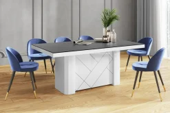 Stoły| Stół rozkładany KOLOS MAX biały połysk / czarny mat