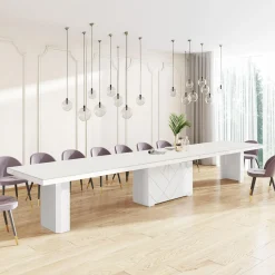 inny Stół rozkładany KOLOS MAX kaszmir mat / biały połysk 180-468 cm