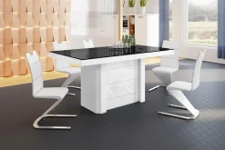 Stół rozkładany KOLOS połysk czarny / biały