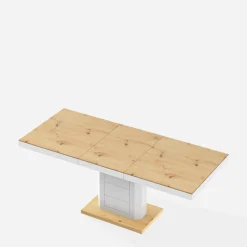 inny Stół rozkładany LIMENA 140 dąb artisan / biały połysk 140-190 cm