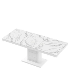 Ławostoły|Stoliki Kawowe| Stół rozkładany LIMENA biały / nadruk marble marmur połysk
