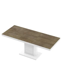 Stół rozkładany LIMENA połysk biały / nadruk efekt rdzy mat