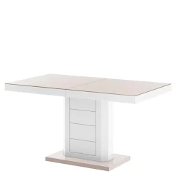 Stoły| Stół rozkładany LIMENA połysk cappucino / biały