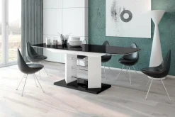 Stoły| Stół rozkładany LINOSA 3 połysk czarny / biały