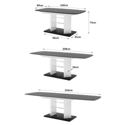Stół rozkładany LINOSA 3 połysk szary / biały
