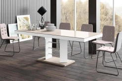 Stoły| Stół rozkładany LINOSA LUX biały / cappuccino połysk