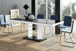 Stół rozkładany LINOSA LUX biały / czarny połysk