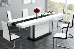 Stoły| Stół rozkładany PIANOSA połysk biały / czarny
