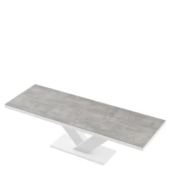 Stoły| Stół rozkładany VICTORIA biały/ nadruk szary kamień mat