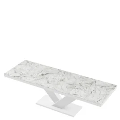 Stoły| Stół rozkładany VICTORIA biały/ nadruk marmur połysk